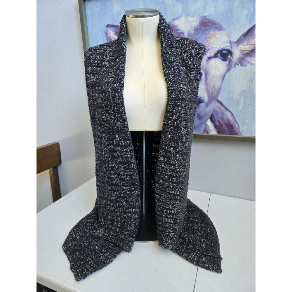 Eddie Bauer Women's M Black and White Open Knit Sleeveless Open Cardigan Sweater
